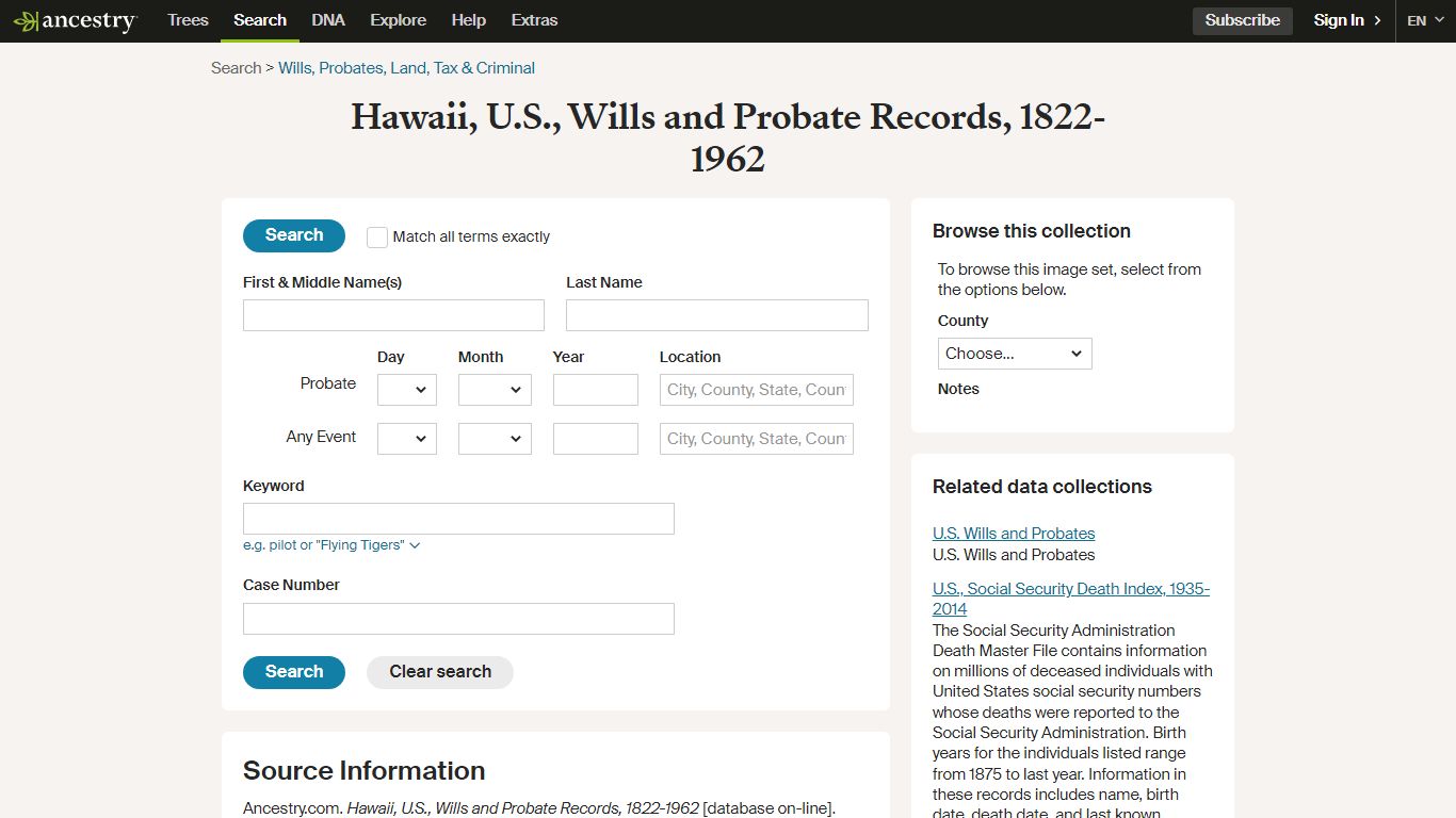 Hawaii, U.S., Wills and Probate Records, 1822-1962