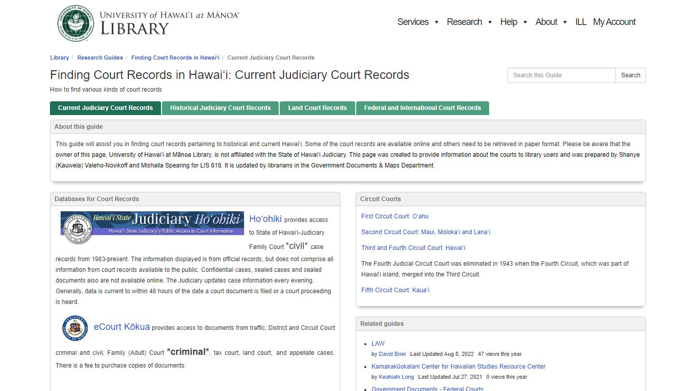 Finding Court Records in Hawai‘i: Current Judiciary Court Records